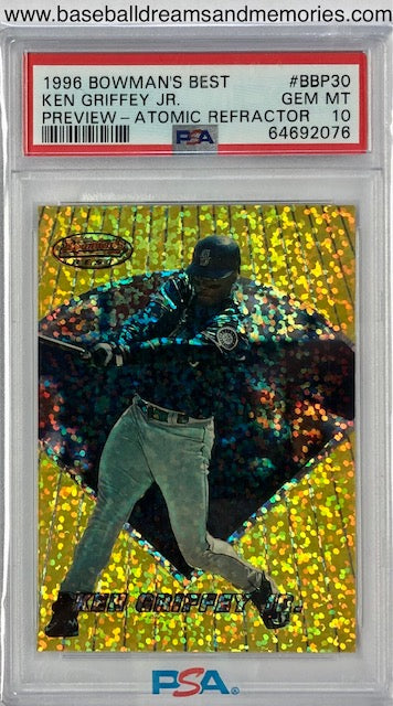 1996 Bowman's Best Ken Griffey Jr. Preview - Atomic Refractor Card Graded  PSA GEM MT 10 (Also eBay Authenticated with Display)