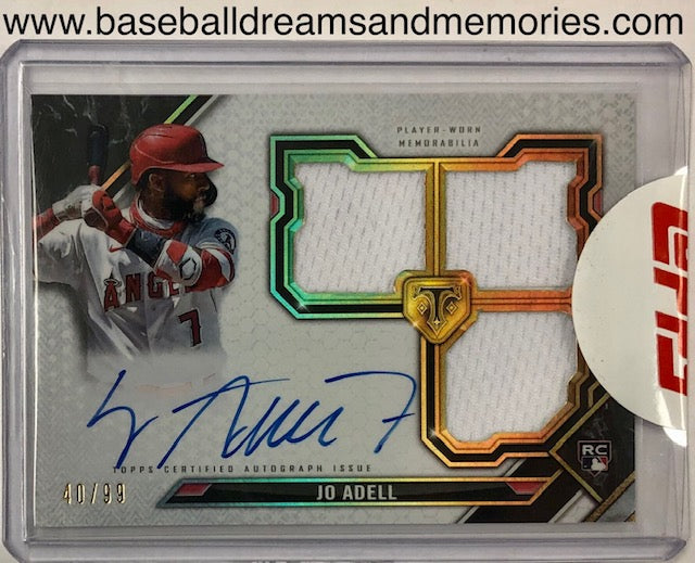 2021 Jo Adell Topps Triple Threads EMERALD GREEN ROOKIE TRIPLE JERSEY