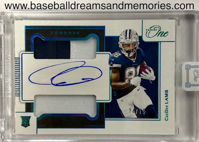 2020 Panini One CeeDee Lamb RPA Rookie Dual Patch Autograph Card Seria –  Baseball Dreams & Memories