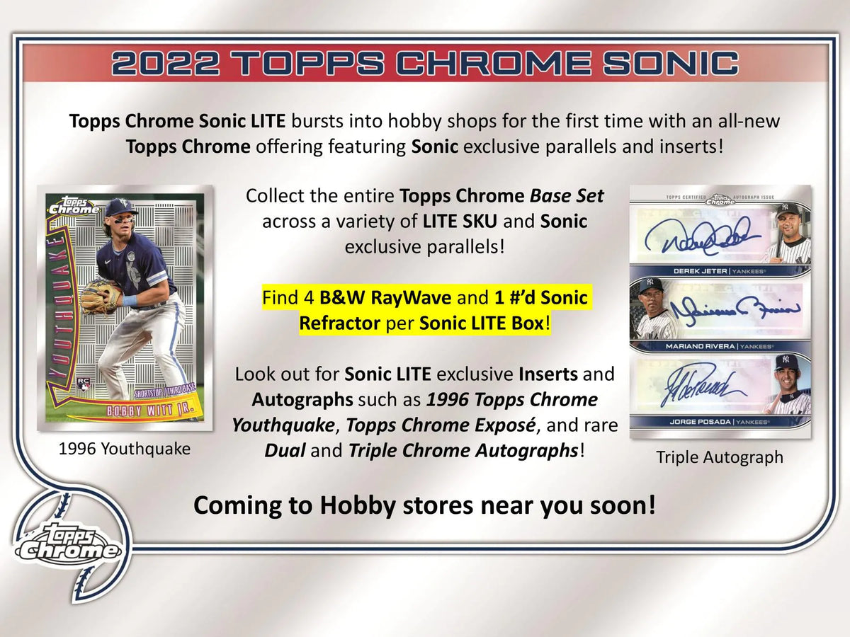 2022 Topps Chrome Sonic Baseball Hobby LITE Box – Baseball Dreams & Memories