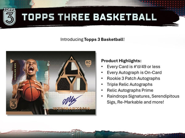 2023-24 Topps Three Basketball Hobby Box (PRE-ORDER)