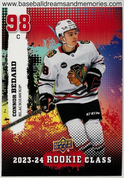 2023-24 Upper Deck Series 2 Connor Bedard Rookie Class Red Parallel Card