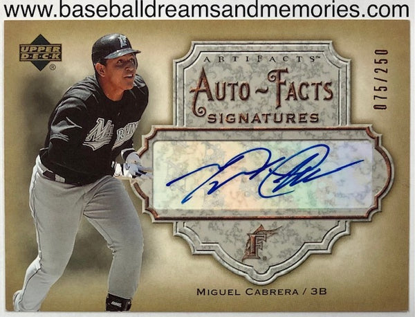 2006 Upper Deck Artifacts Miguel Cabrera Auto-Facts Signatures Autograph Card Serial Numbered 075/250