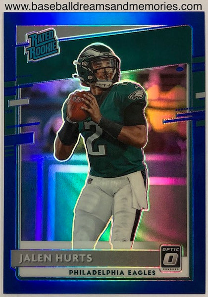 2020 Panini Donruss Optic Jalen Hurts Blue Parallel Rated Rookie Card