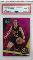 2023-24 Bowman University Chrome Caitlin Clark Pink Parallel Card Graded PSA GEM MT 10