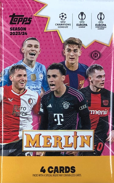 2023-24 Topps UEFA Club Competitions Merlin Chrome Soccer Hobby Pack