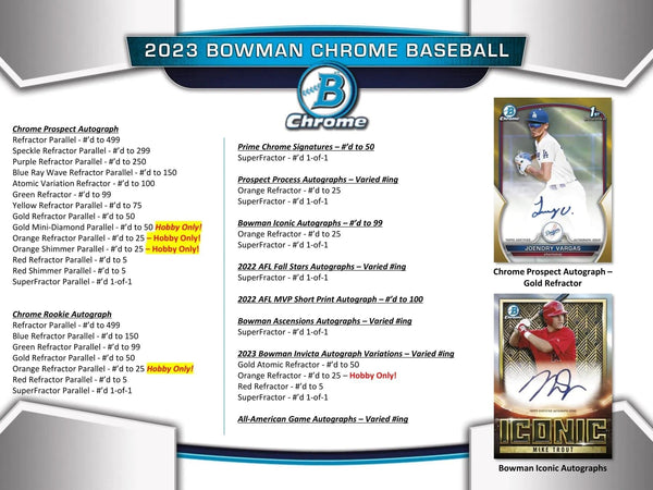 2023 Bowman Chrome Baseball Hobby, Mini-Box