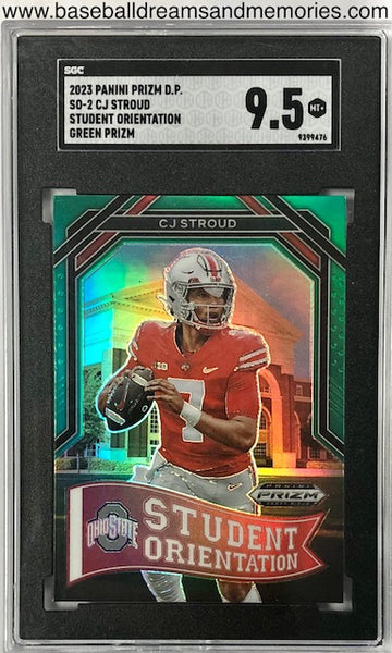 2023 Panini Prizm Draft Picks CJ Stroud Student Orientation Green Prizm Card Graded SGC 9.5 MINT+