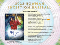 2022 Bowman Inception Baseball Hobby Box