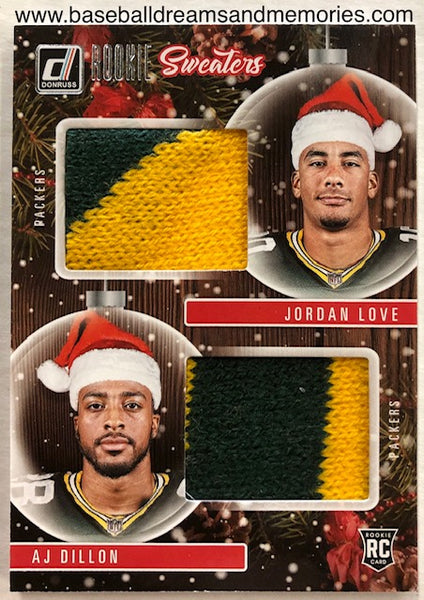 2020 Donruss Holiday Jordan Love & AJ Dillon Rookie Sweaters Dual Relic Card