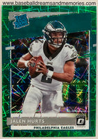 2020 Panini Optic Jalen Hurts Green Velocity Rated Rookie Card