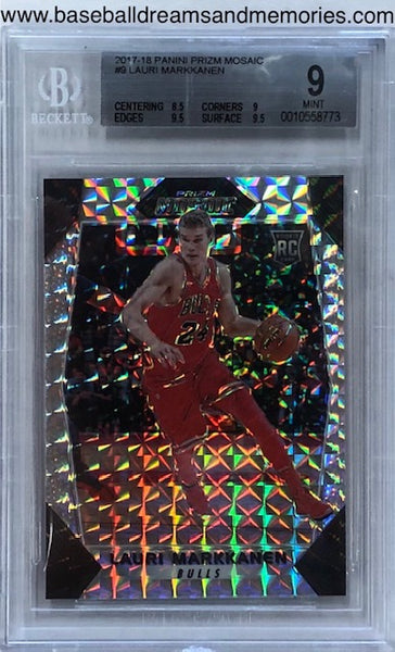 2017-18 Panini Prizm Mosaic Lauri Markkanen Rookie Card Graded BGS 9 Mint