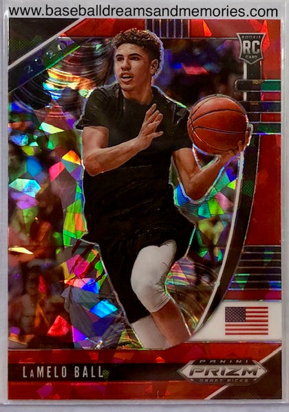 2020-21 Prizm Draft Picks LaMelo Ball Red Cracked Ice Rookie Card