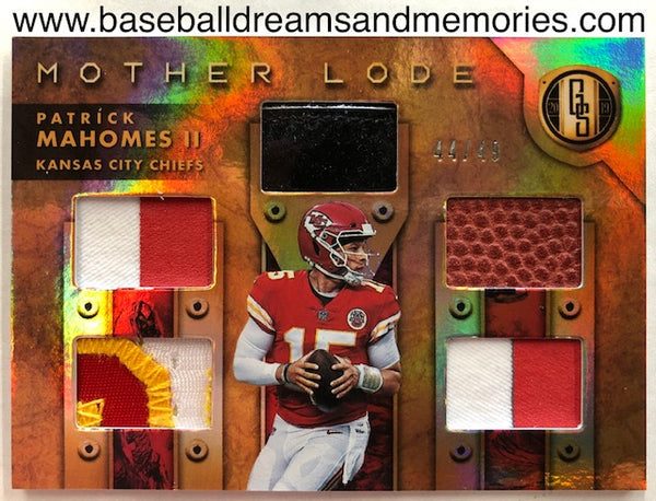 2019 Panini Gold Standard Patrick Mahomes II Mother Lode Materials Card Serial Numbered 44/49