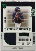 2021 Panini Contenders Justin Fields Green Foil Rookie Ticket Jersey Card