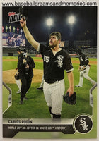 2021 Topps Now Carlos Rodon Hurls 20th No-Hitter in White Sox History Card