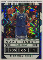 2020 Panini Contenders Draft Picks Zion Williamson Explosion Game Ticket Card