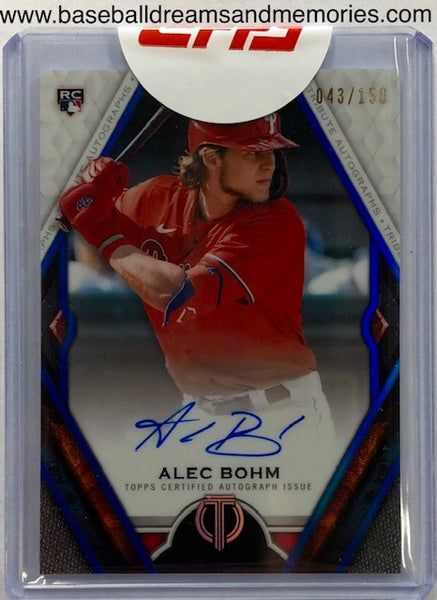 2021 Topps Tribute Alec Bohm Blue Parallel Autograph Card Serial Numbered 043/150