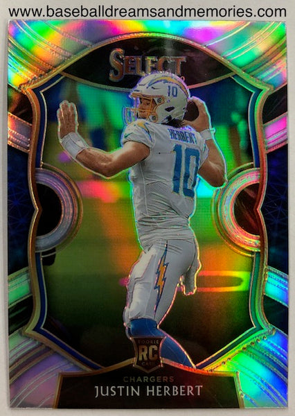 2020 Panini Select Justin Herbert Silver Prizm Concourse Rookie Card