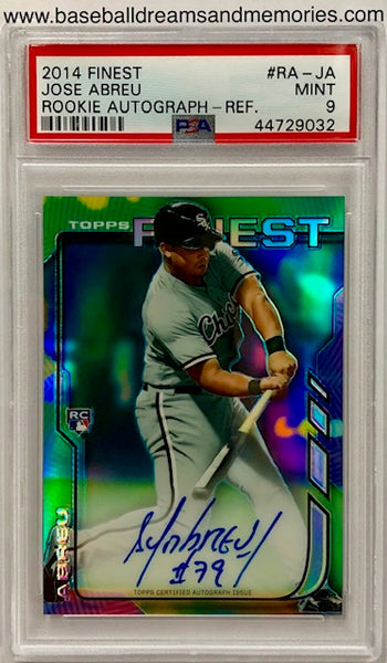 2014 Topps Finest Jose Abreu Rookie Autograph Refractor Card Graded PSA Mint 9