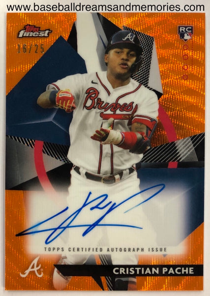 2021 Topps Finest Cristian Pache Orange Wave Refractor Autograph Card Serial Numbered 16/25 (Read Decription)