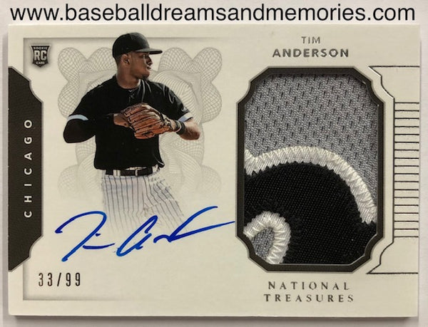 2016 Panini National Treasures Tim Anderson Autograph Jersey Patch Card Serial Numbered 33/99