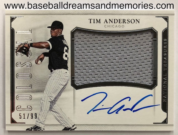 2016 Panini National Treasures Tim Anderson Jumbo Jersey Autograph Card Serial Numbered 51/99