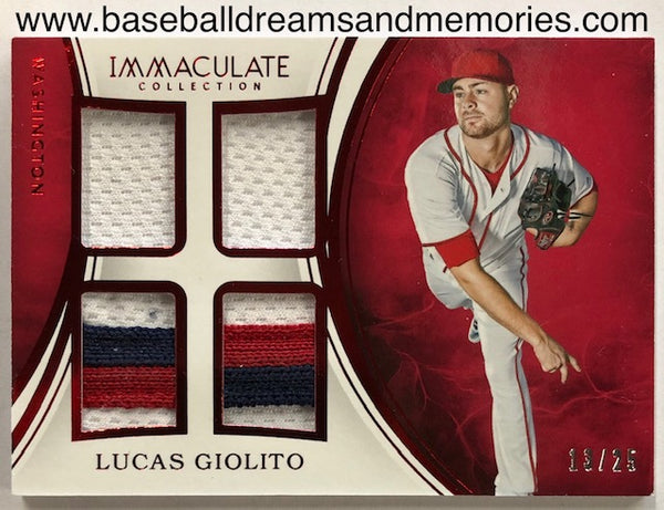 2016 Panini Immaculate Collection Lucas Giolito Quad Jersey Patch Card Serial Numbered 13/25