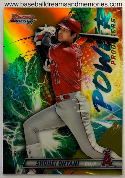 2019 Bowman's Best Shohei Ohtani Gold Power Producers Card Serial Numbered 36/50