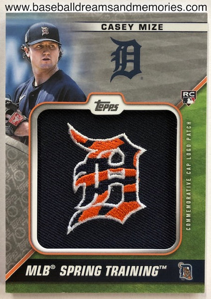 2021 Topps Series One Casey Mize Rookie Platinum Spring Training Commemorative Cap Logo Patch Card Serial Numbered 08/70