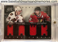 2012-13 Panini Prime Jonathan Toews & Duncan Keith Quadruple Jersey Card Serial Numbered 016/225