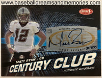 2008 Sage Aspire Matt Ryan Century Club Autograph Card Serial Numbered 51/100