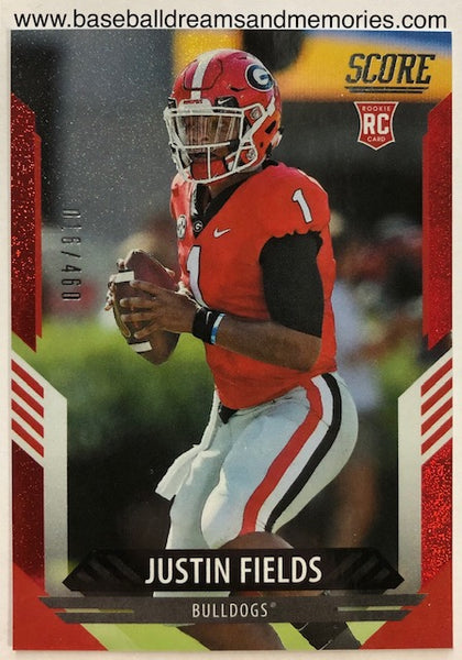 2021 Panini Score Justin Fields Red Foil Card Serial Numbered 016/460