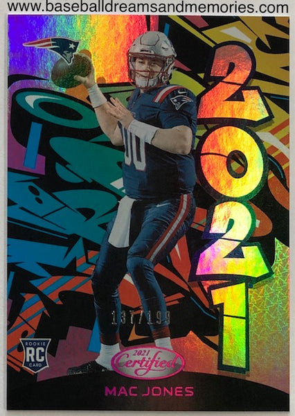 2021 Panini Certified Mac Jones Pink Graffiti Rookie Card Serial Numbered 137/199