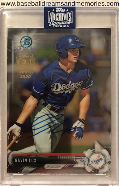 2020 Topps Archives Signature Series Gavin Lux Autograph 2017 Bowman Chrome Prospect Card Serial Numbered 18/39