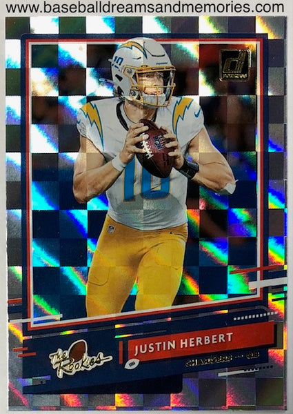 2020 Panini Donruss Justin Herbert Checkerboard The Rookies Card