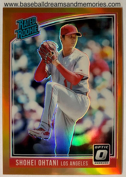 2018 Panini Donruss Optic Shohei Ohtani Rated Rookie Orange Prizm Card Serial Numbered 199/199