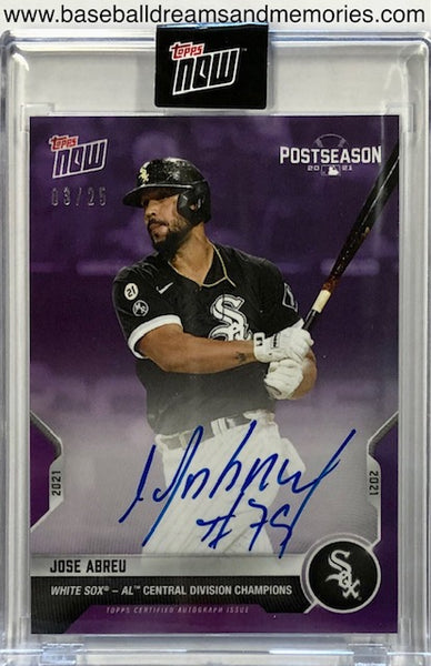 2021 Topps Now Eloy Jimenez Postseason White Sox AL Central Division Champions Autograph Card Serial Numbered 13/25