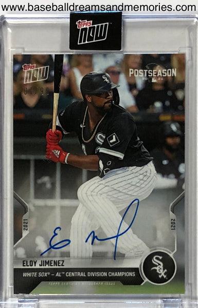 2021 Topps Now Eloy Jimenez Postseason White Sox AL Central Division Champions Autograph Card Serial Numbered 07/99