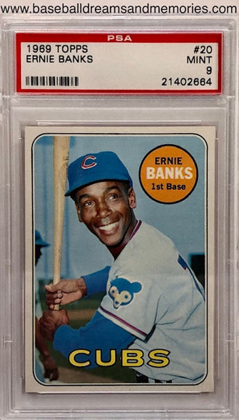 1969 Topps Ernie Banks Card Graded PSA MINT 9