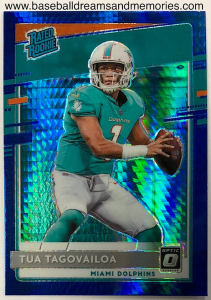 2020 Panini Donruss Optic Tua Tagovailoa Blue Hyper Rated Rookie Card