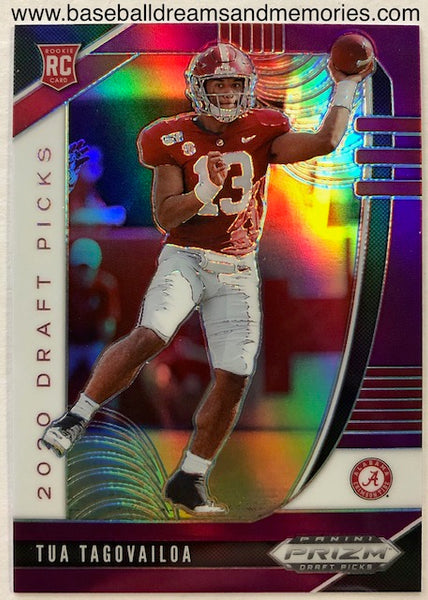 2020 Panini Prizm Draft Picks Tua Tagovailoa Purple Parallel Rookie Card