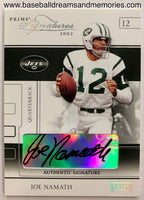 2002 Playoff Joe Namath Prime Signatures Autograph Card Serial Numbered 151/216