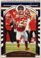 2020 Panini Legacy Patrick Mahomes Blue Parallel Card Serial Numbered 31/50