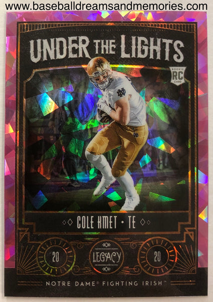 2020 Panini Legacy Cole Kmet Under The Lights Pink Cracked Ice Card Serial Numbered 08/10