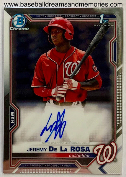 2021 Bowman Chrome Jeremy De La Rosa 1st Bowman Autograph Card