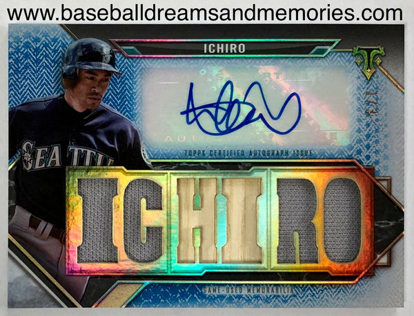 2021 Topps Triple Threads Ichiro Jersey Bat Autograph Card Serial Numbered 1/3